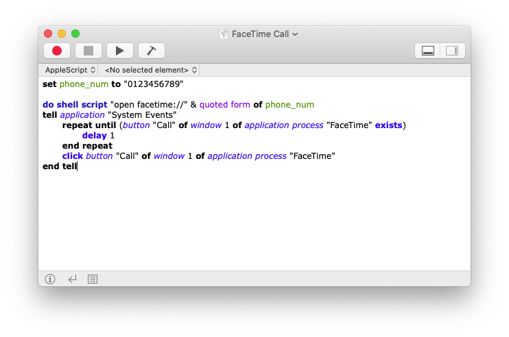 AppleScript for initiating a FaceTime call