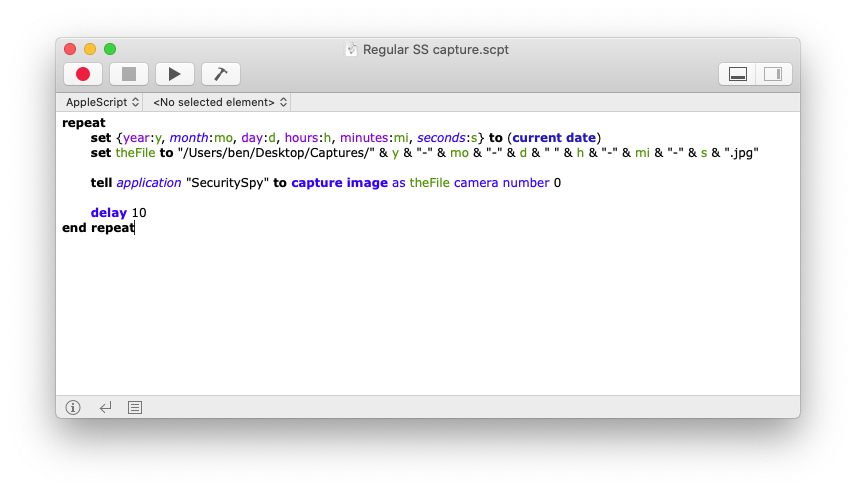 AppleScript for regular image capture