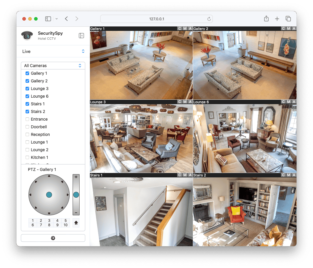 SecuritySpy web interface screenshot