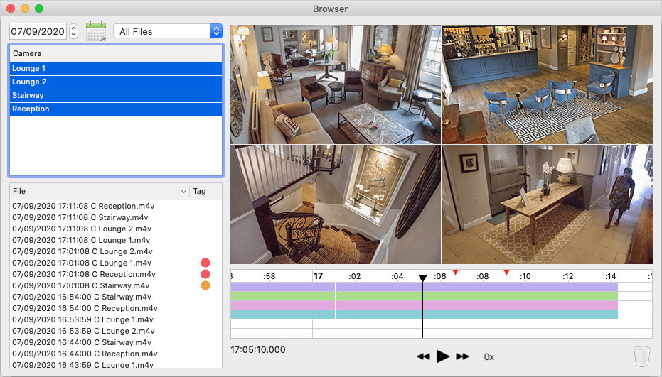 Browser with multi-camera playback