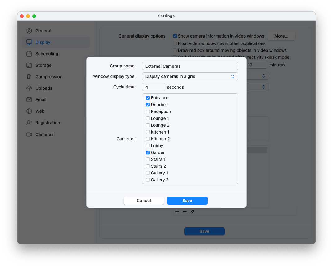 SecuritySpy Settings - Display - Group