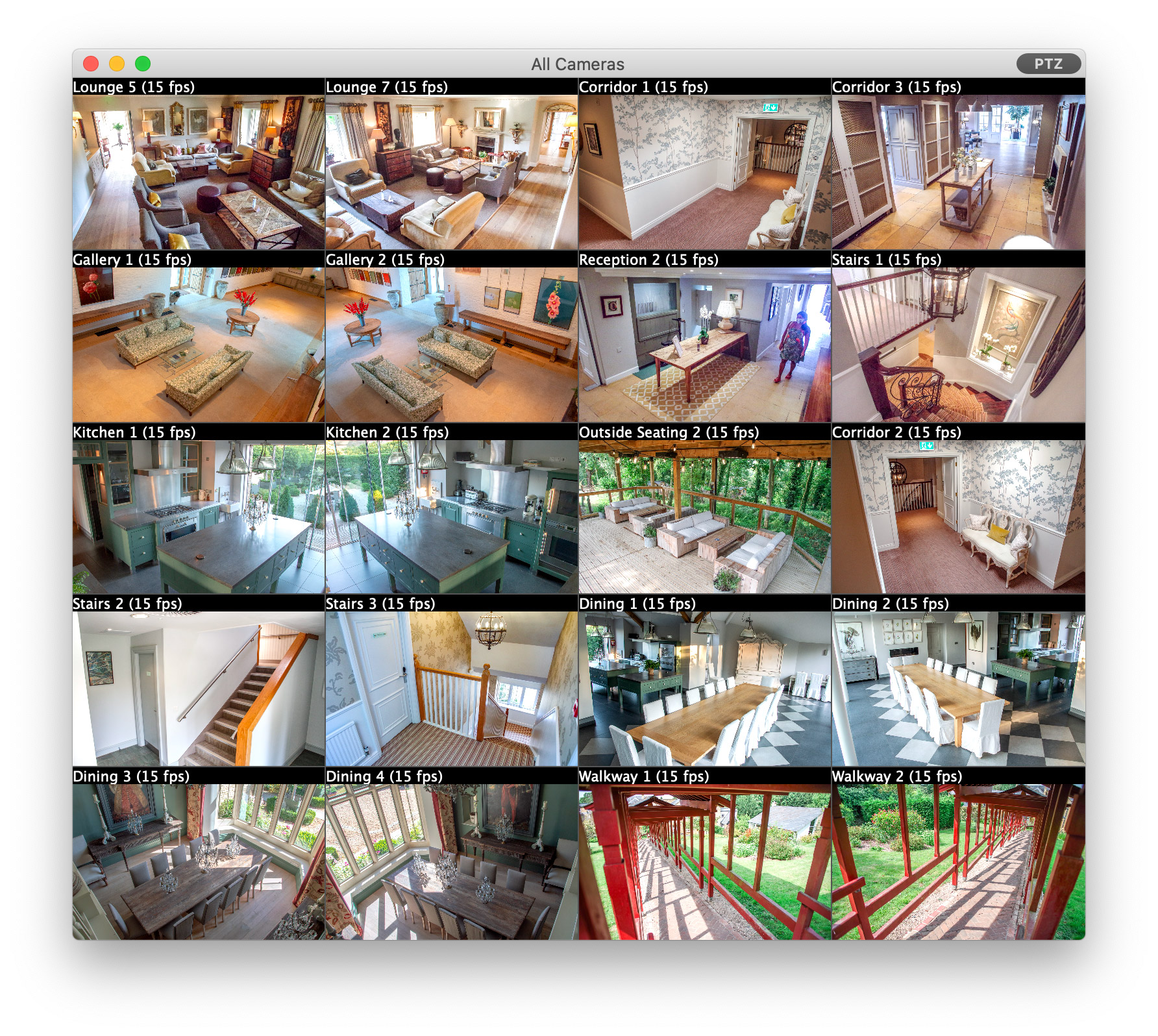 ViewCam displaying multiple IP camera feeds